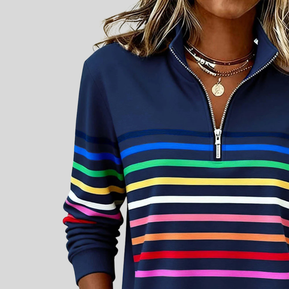 Corabelle | Felpa a Mezzo Zip con Strisce