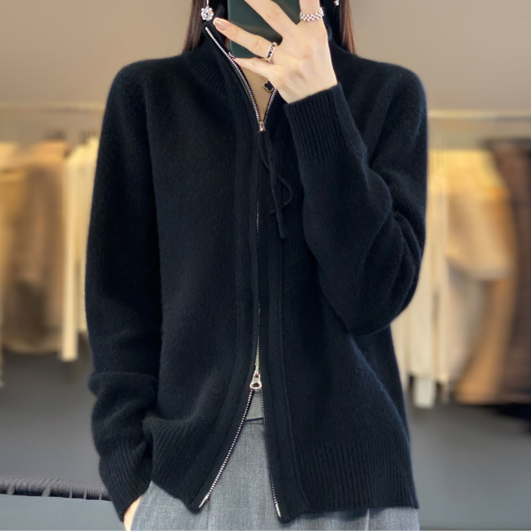Cardigan Femminile Zip-Up in Cashmere Morbido, Confortevole e Versatile per Tutte le Stagioni