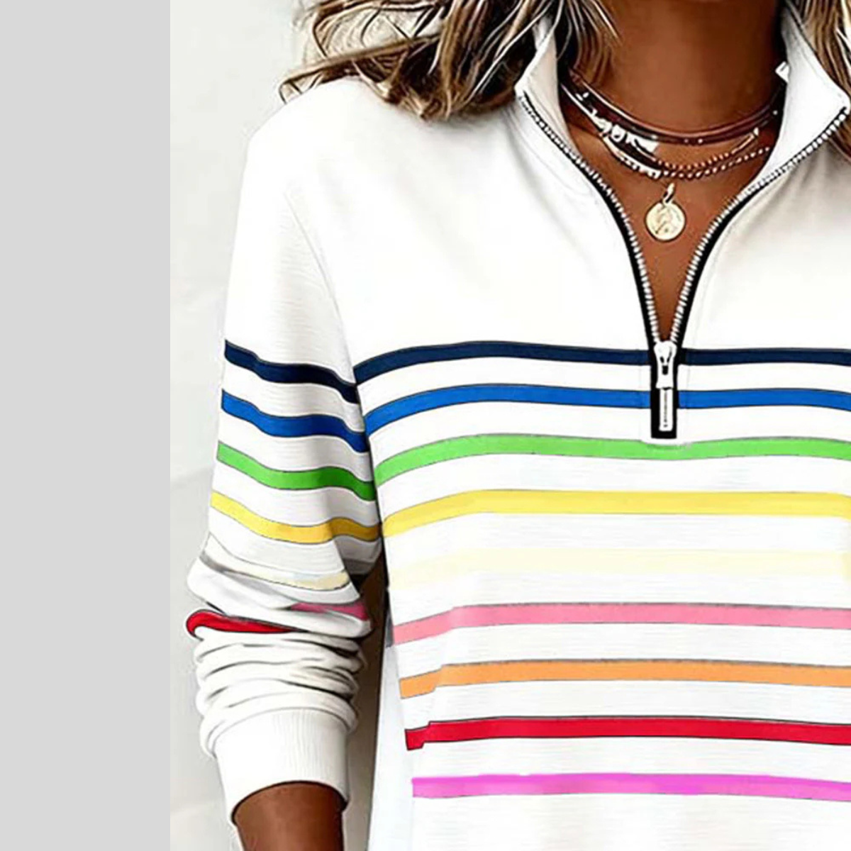 Corabelle | Felpa a Mezzo Zip con Strisce