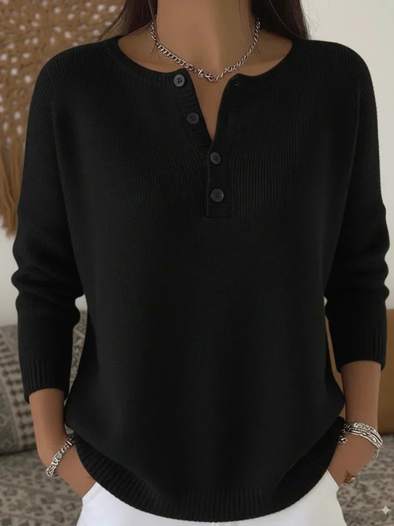 Helena | Maglione a Punto con Bottoni Henley