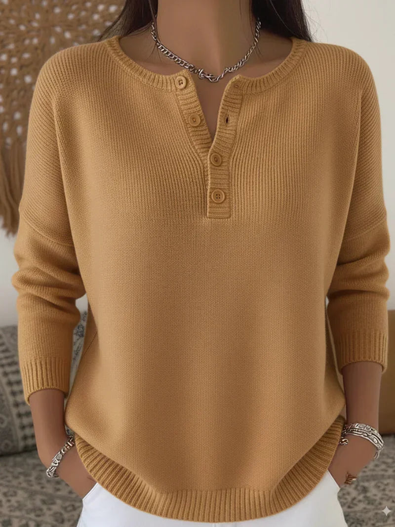 Helena | Maglione a Punto con Bottoni Henley