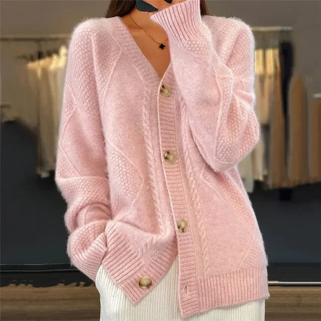 Cardigan Donna Lena – Cardigan Morbido con Bottoni e Maniche Lunghe Eleganti
