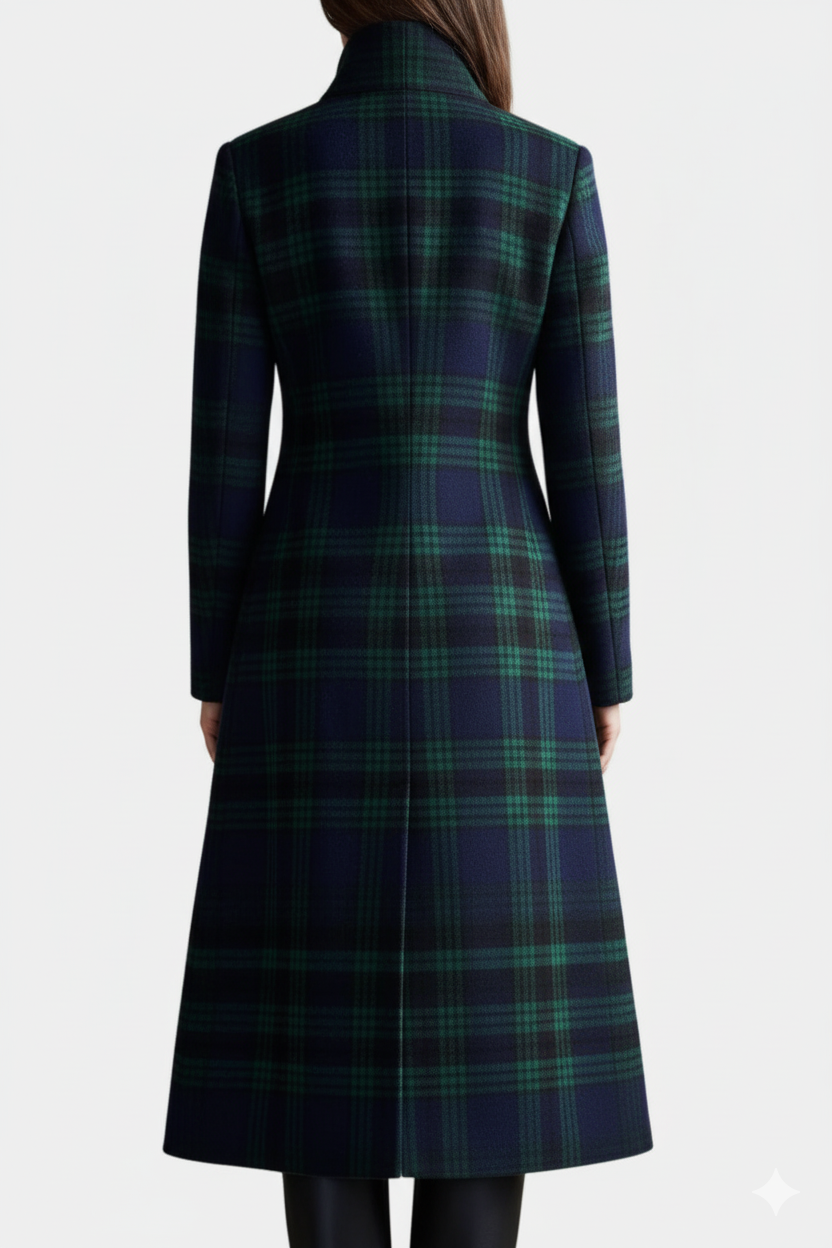 Rebecca | Cappotto midi attillato a quadri