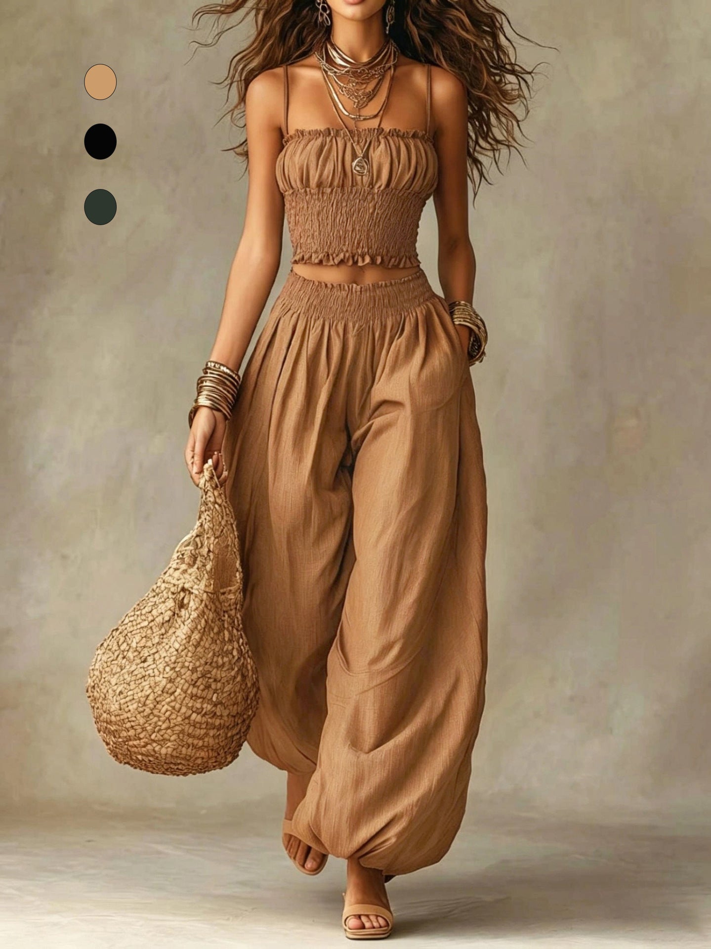 Marisol | Set Due Pezzi Smockato