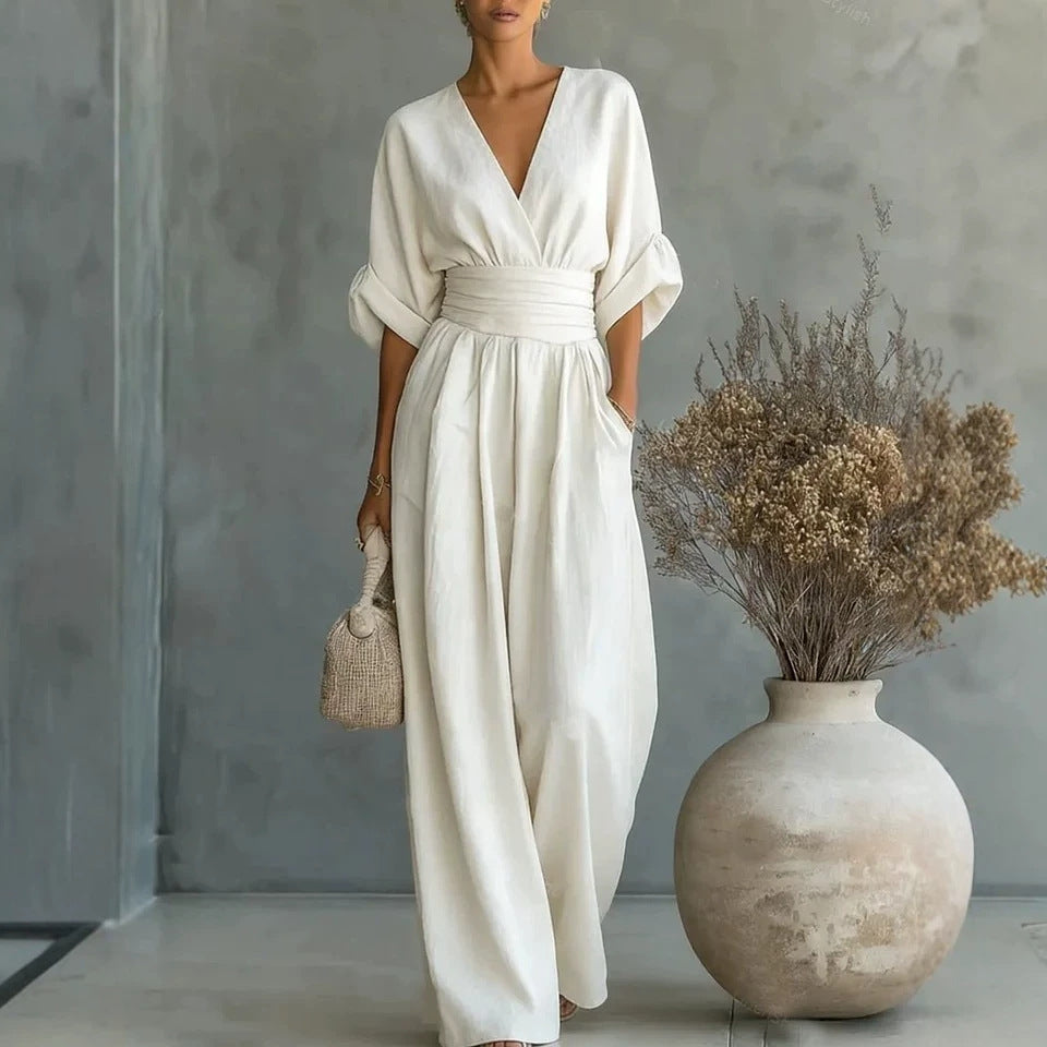 Elowen | Elegante Tuta a Gamba Larga Drappeggiata