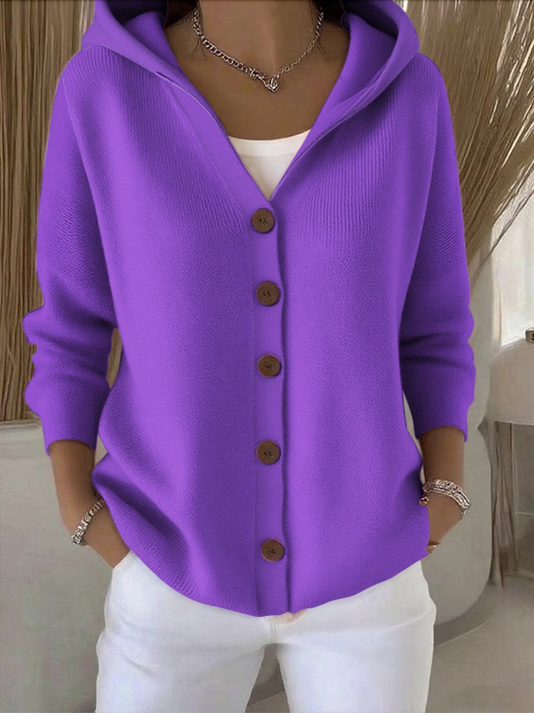 Zoé - Cardigan Morbido in Maglia con Cappuccio