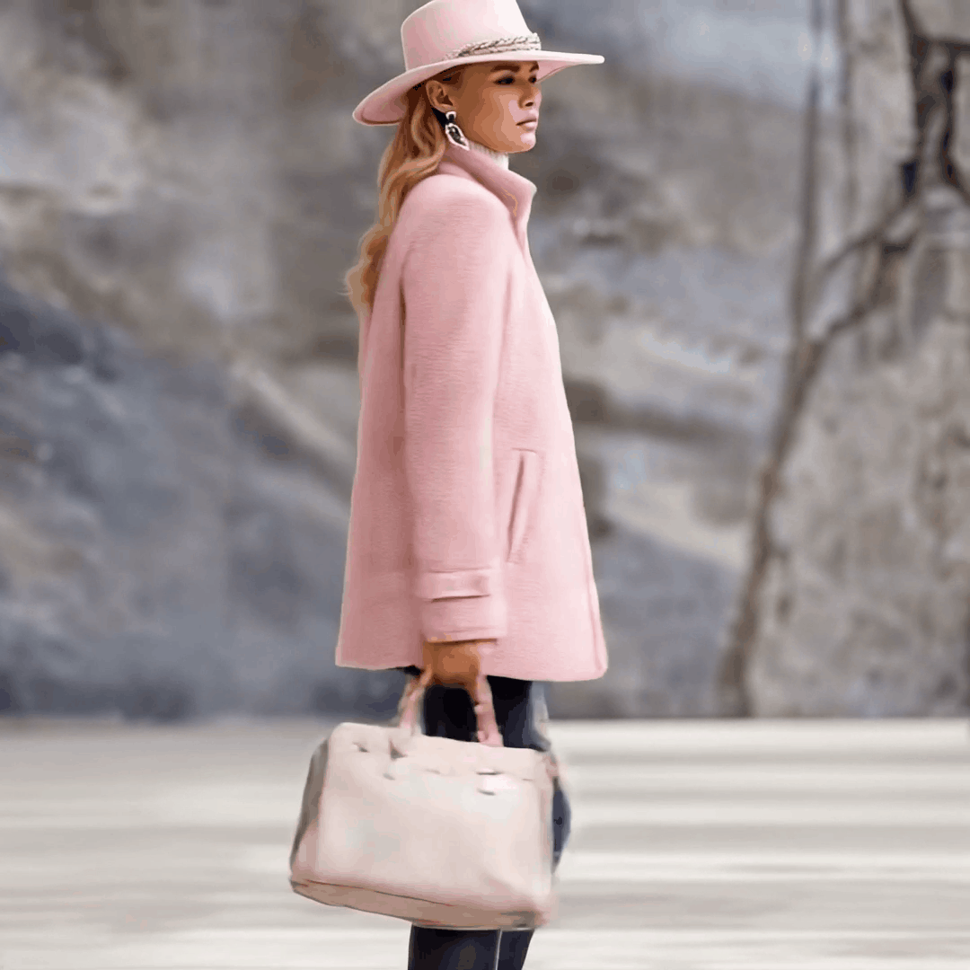Giacca in pile rosa vintage con zip
