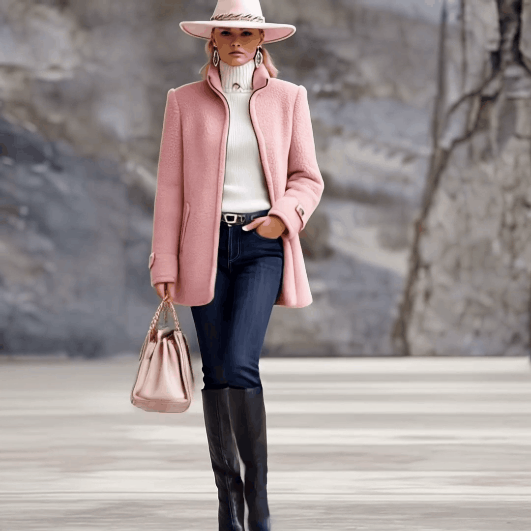 Giacca in pile rosa vintage con zip