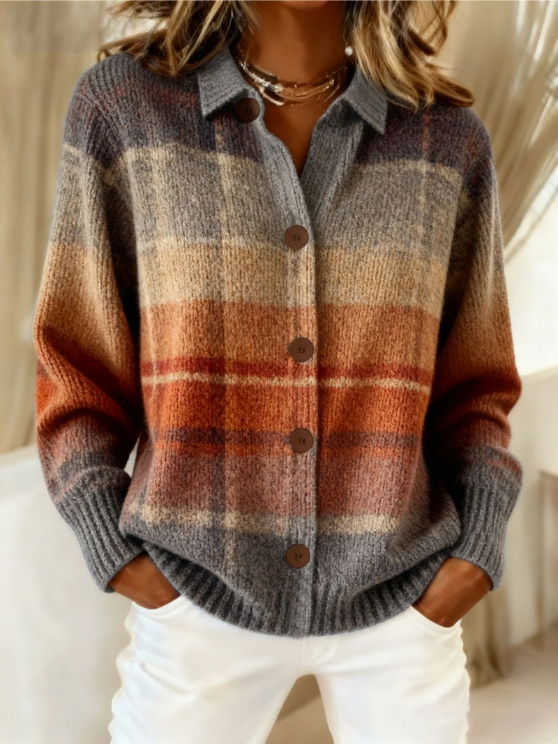 Edith | Cardigan a quadri Ombre Autunnale