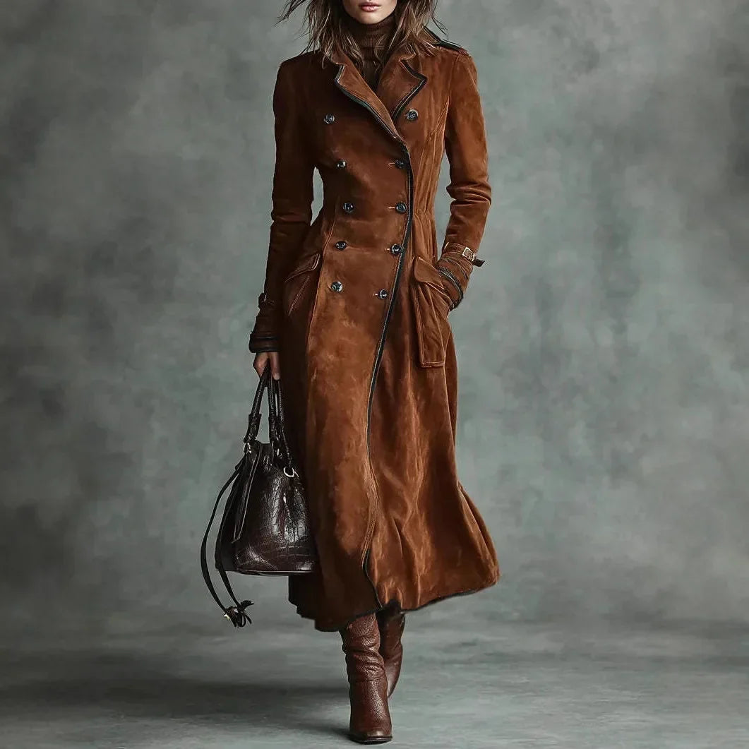 Georgina | Cappotto largo effetto camoscio con cintura