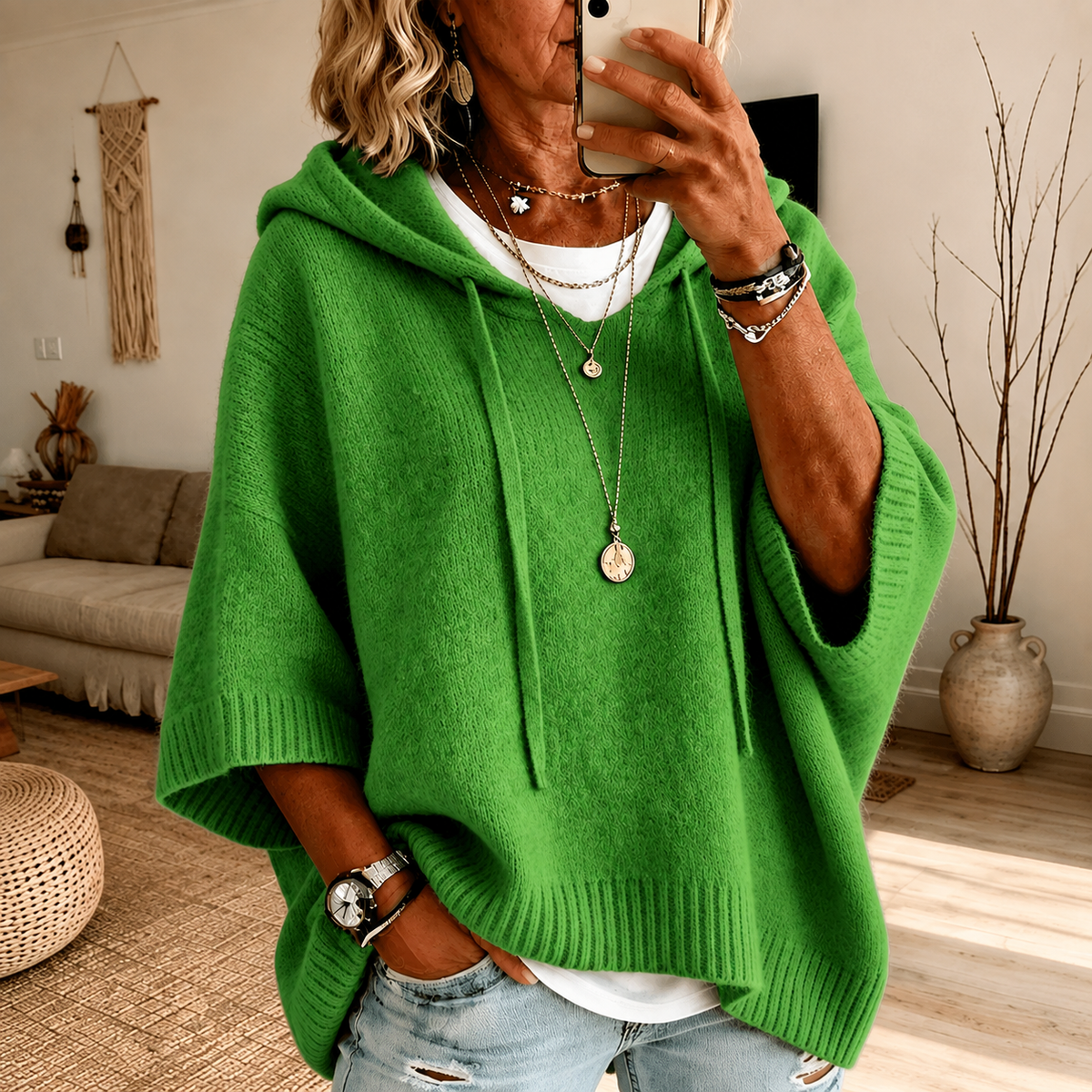 Margaux – Maglione Poncho Verde