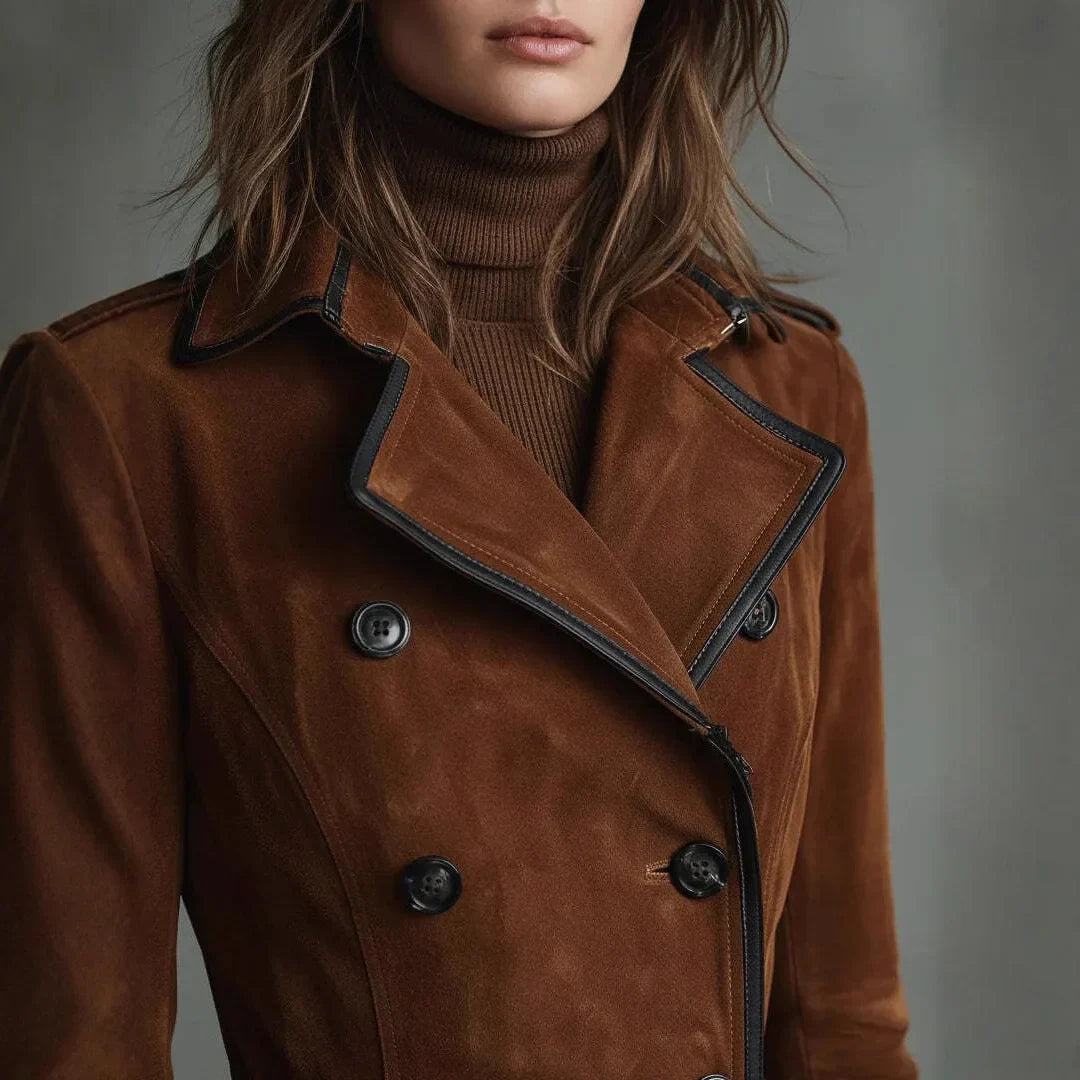 Georgina | Cappotto largo effetto camoscio con cintura