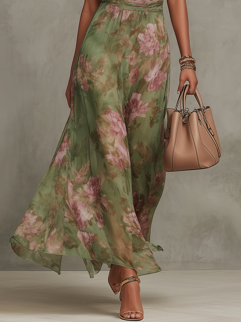 Lidia | Vestito Maxi Halter Floreale Elegante
