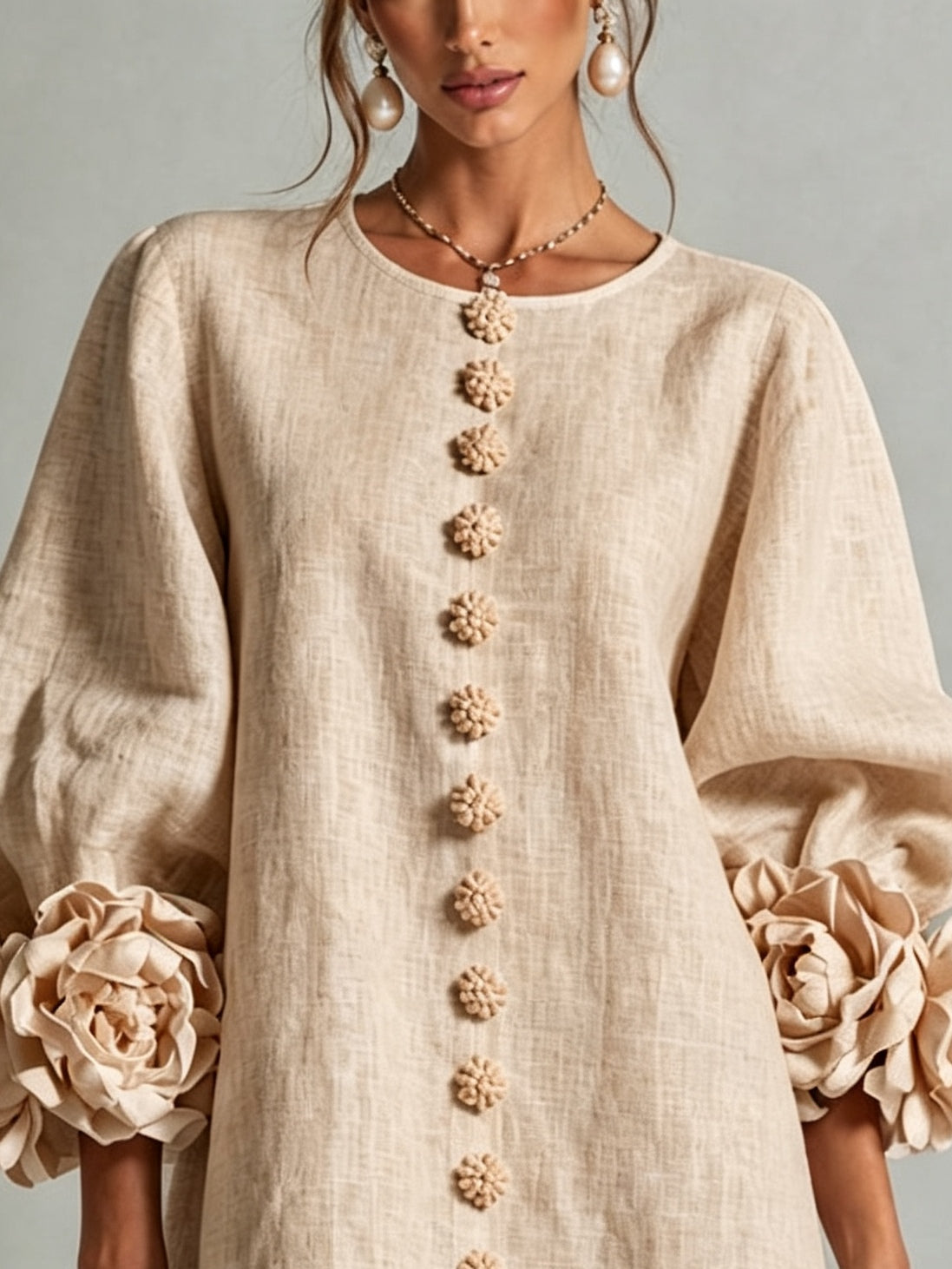 Clementine | Abito a Camicia con Maniche a Rosetta