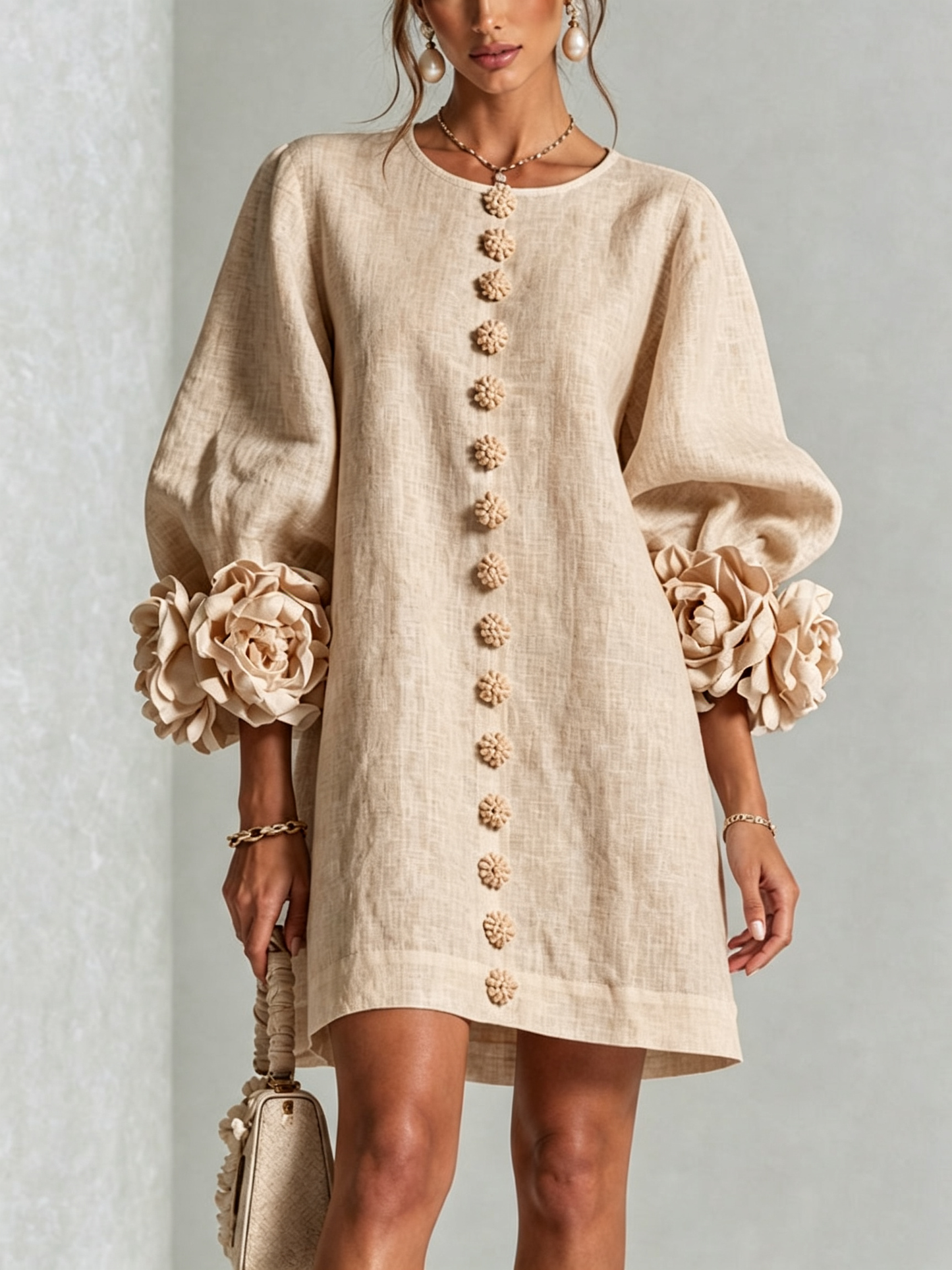Clementine | Abito a Camicia con Maniche a Rosetta