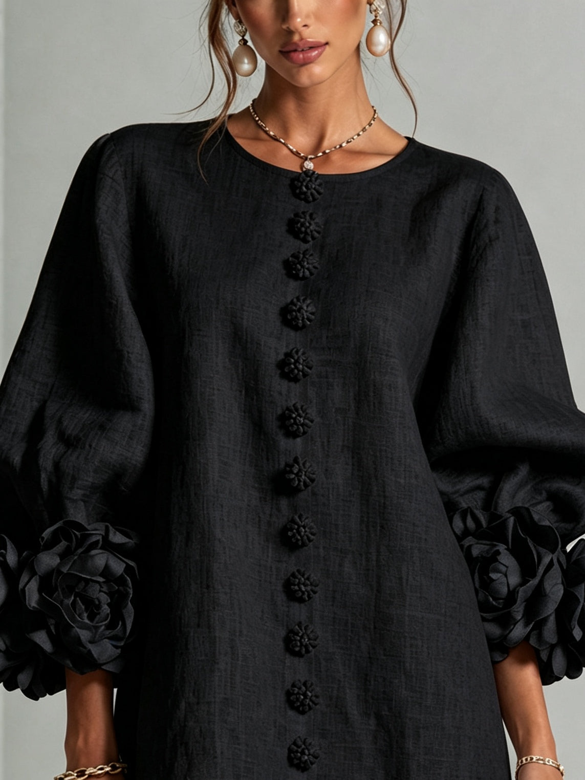 Clementine | Abito a Camicia con Maniche a Rosetta