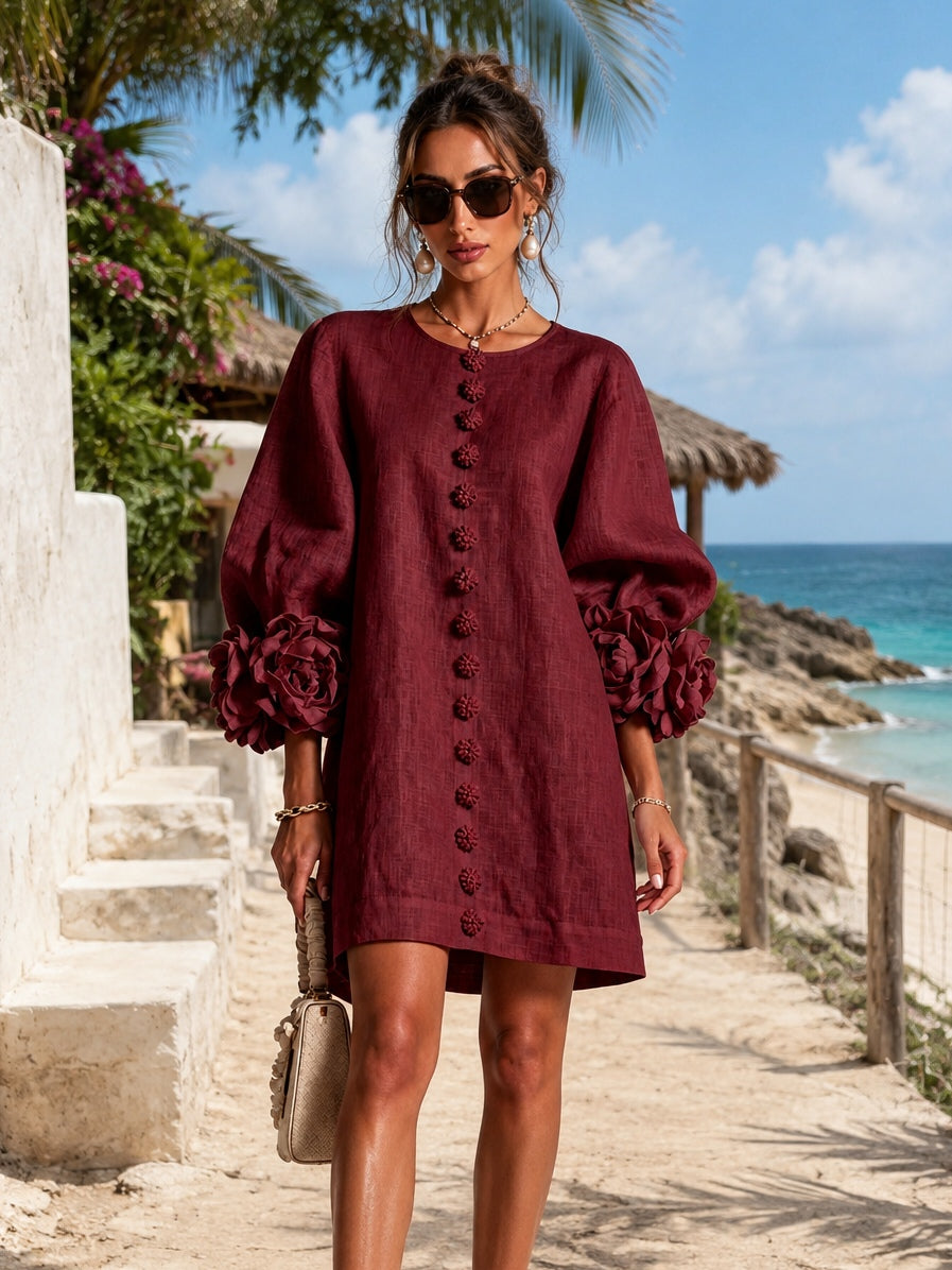 Clementine | Abito a Camicia con Maniche a Rosetta
