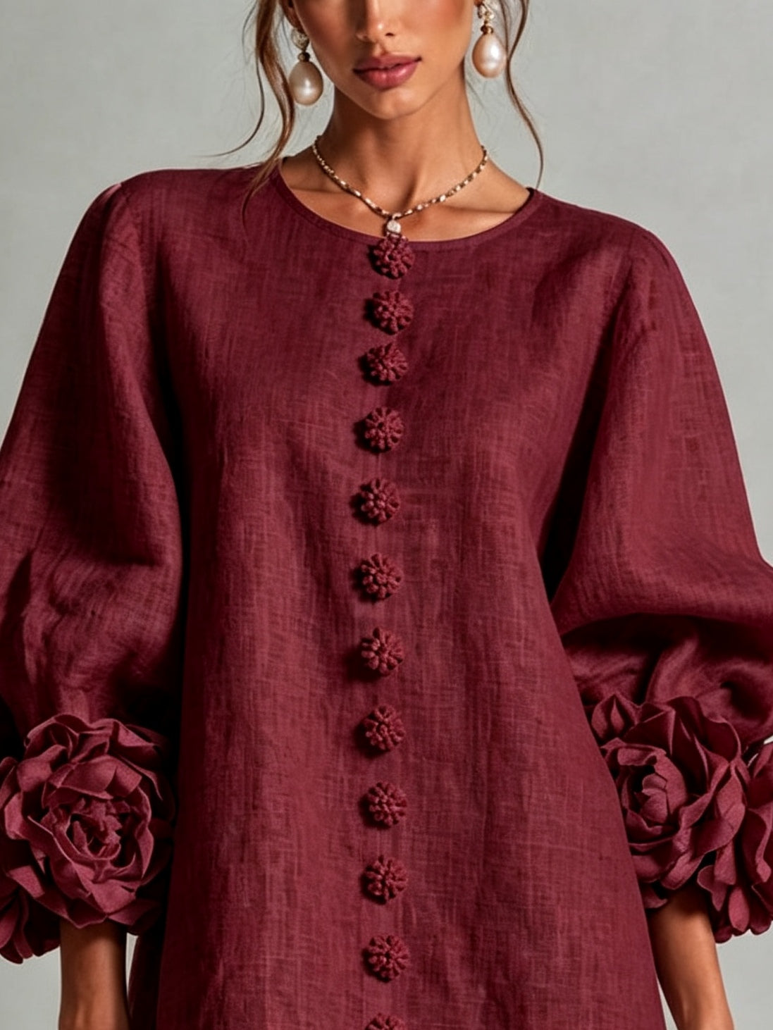 Clementine | Abito a Camicia con Maniche a Rosetta