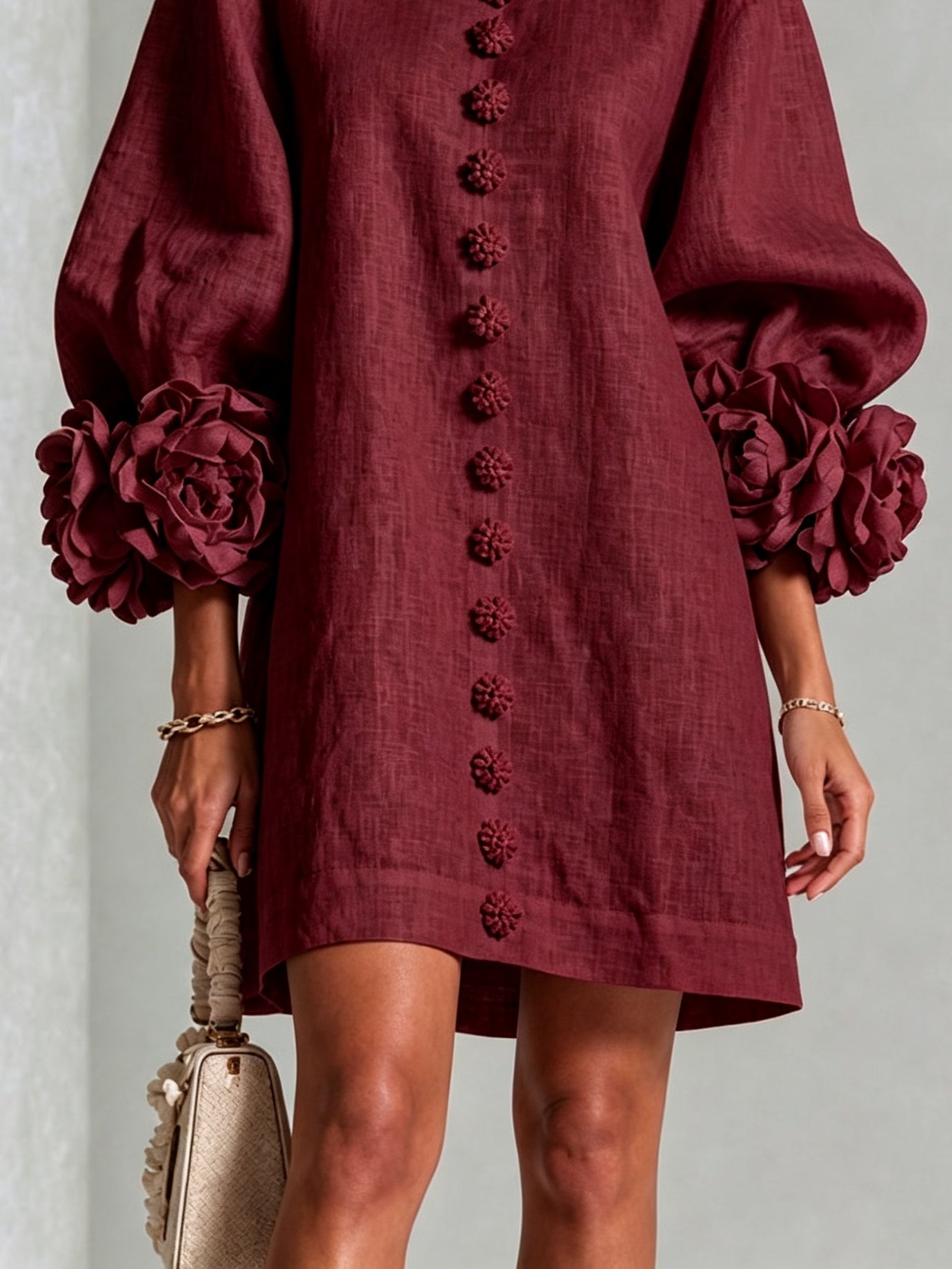 Clementine | Abito a Camicia con Maniche a Rosetta