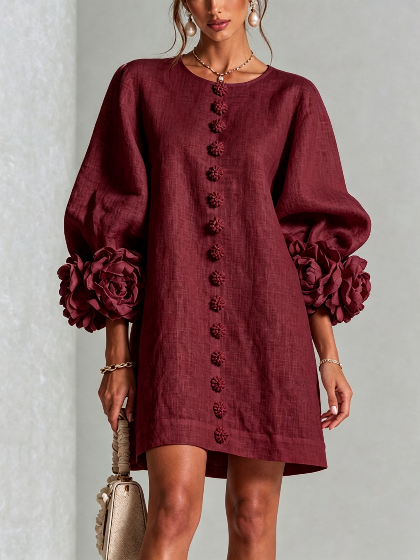 Clementine | Abito a Camicia con Maniche a Rosetta