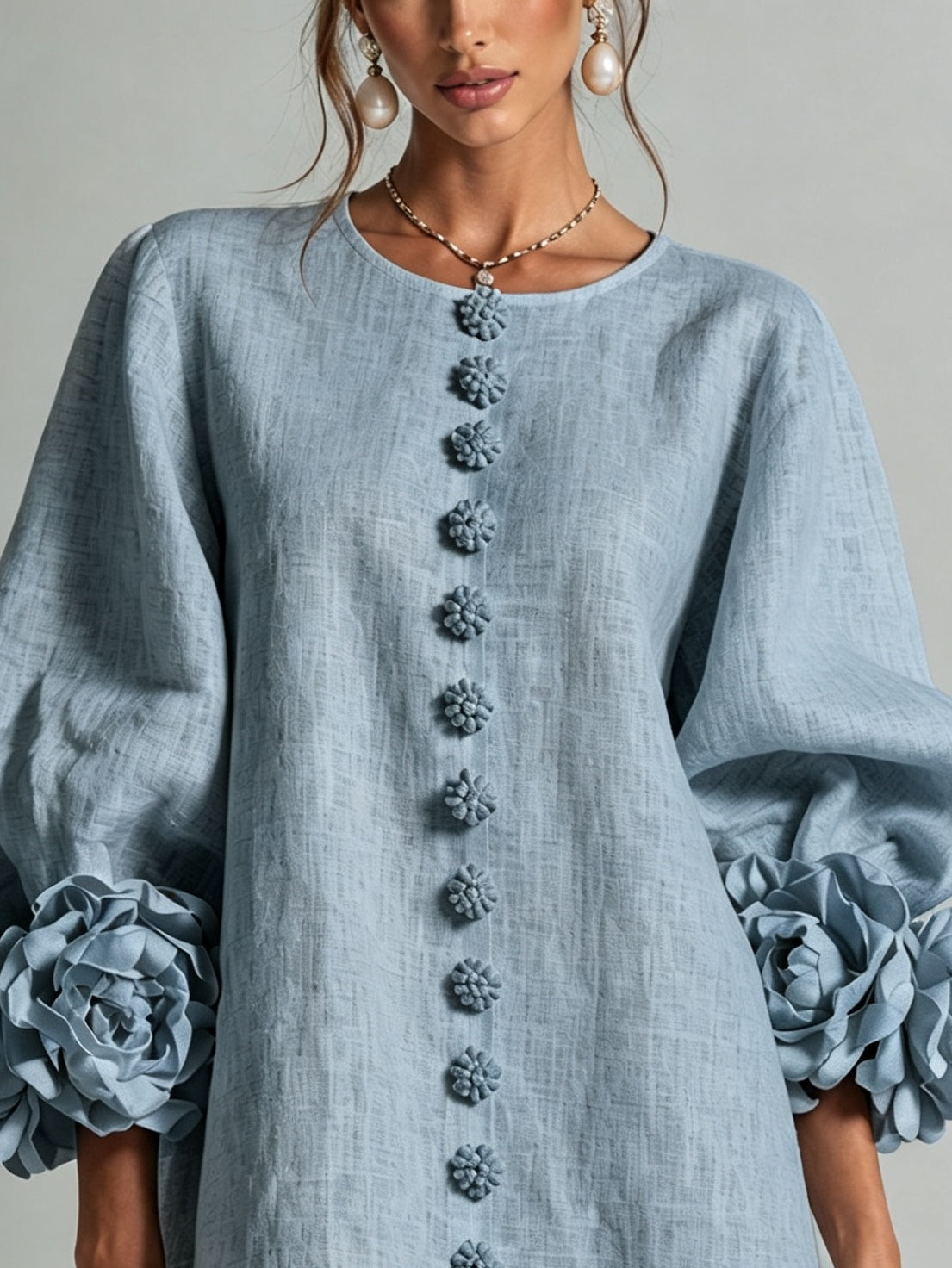 Clementine | Abito a Camicia con Maniche a Rosetta