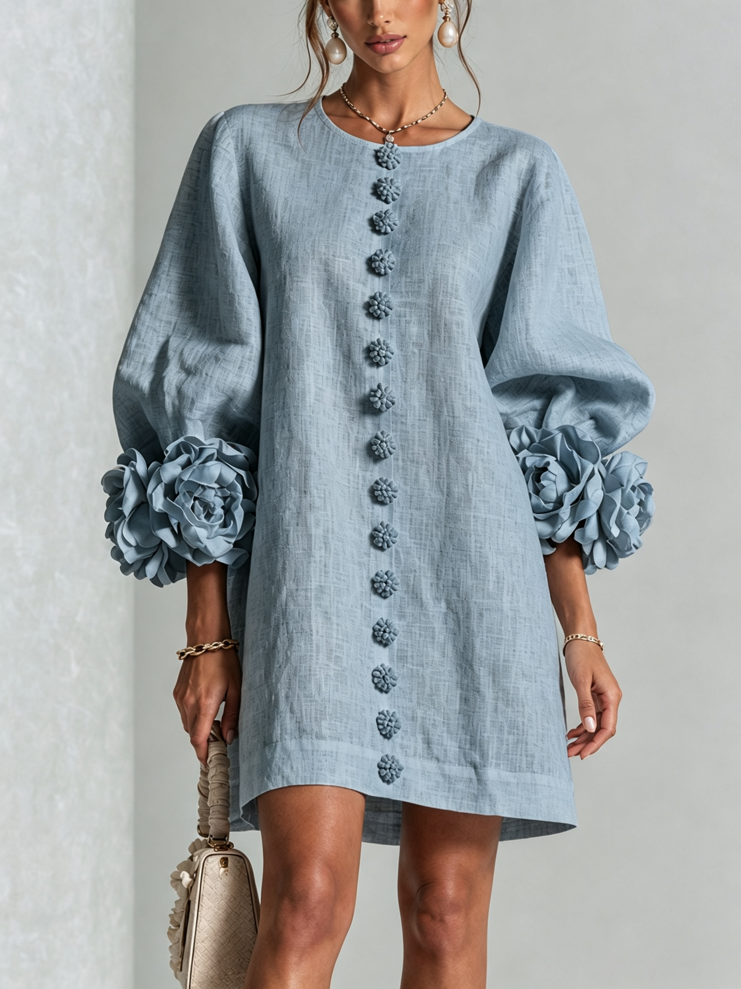 Clementine | Abito a Camicia con Maniche a Rosetta
