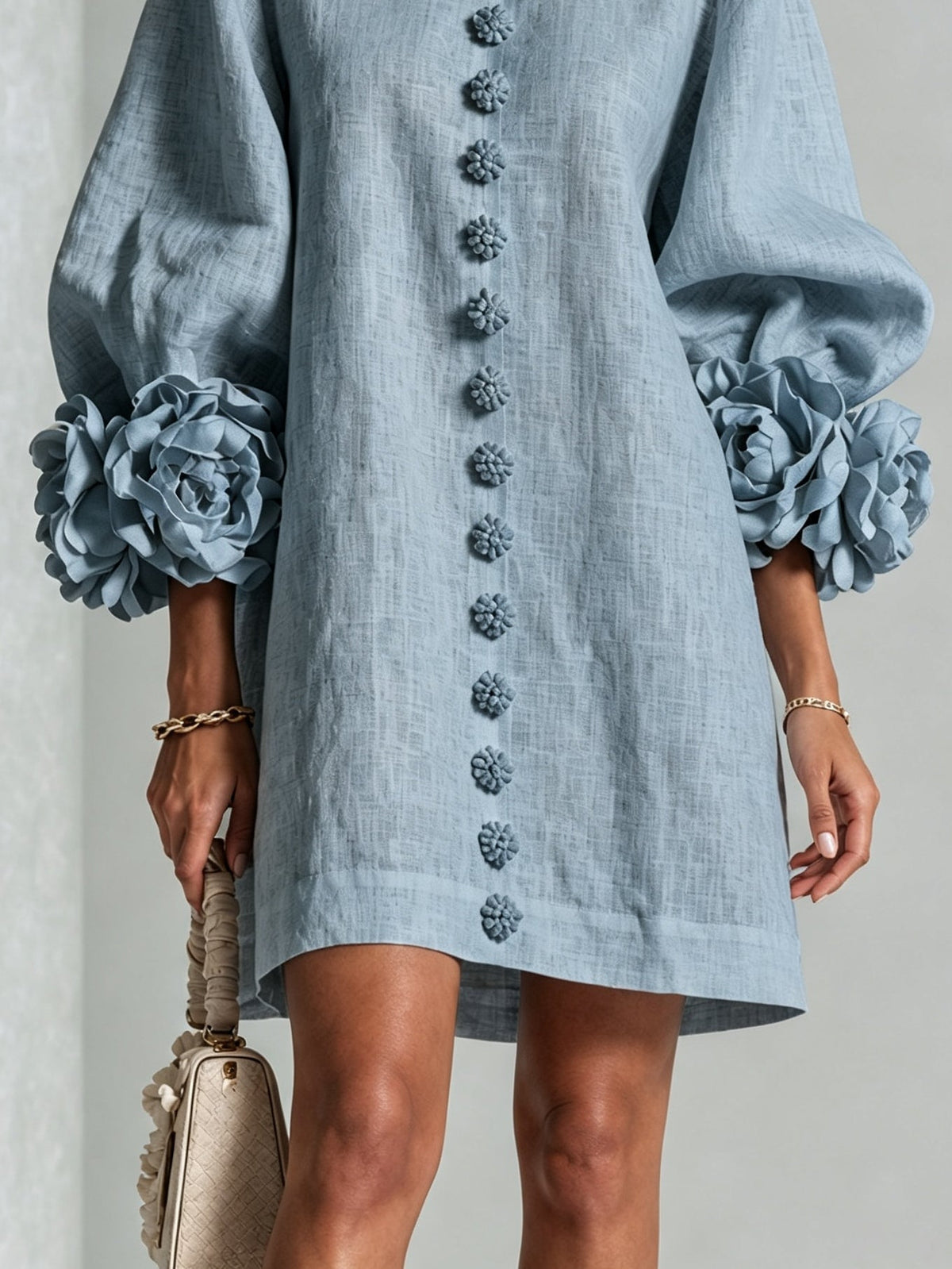 Clementine | Abito a Camicia con Maniche a Rosetta