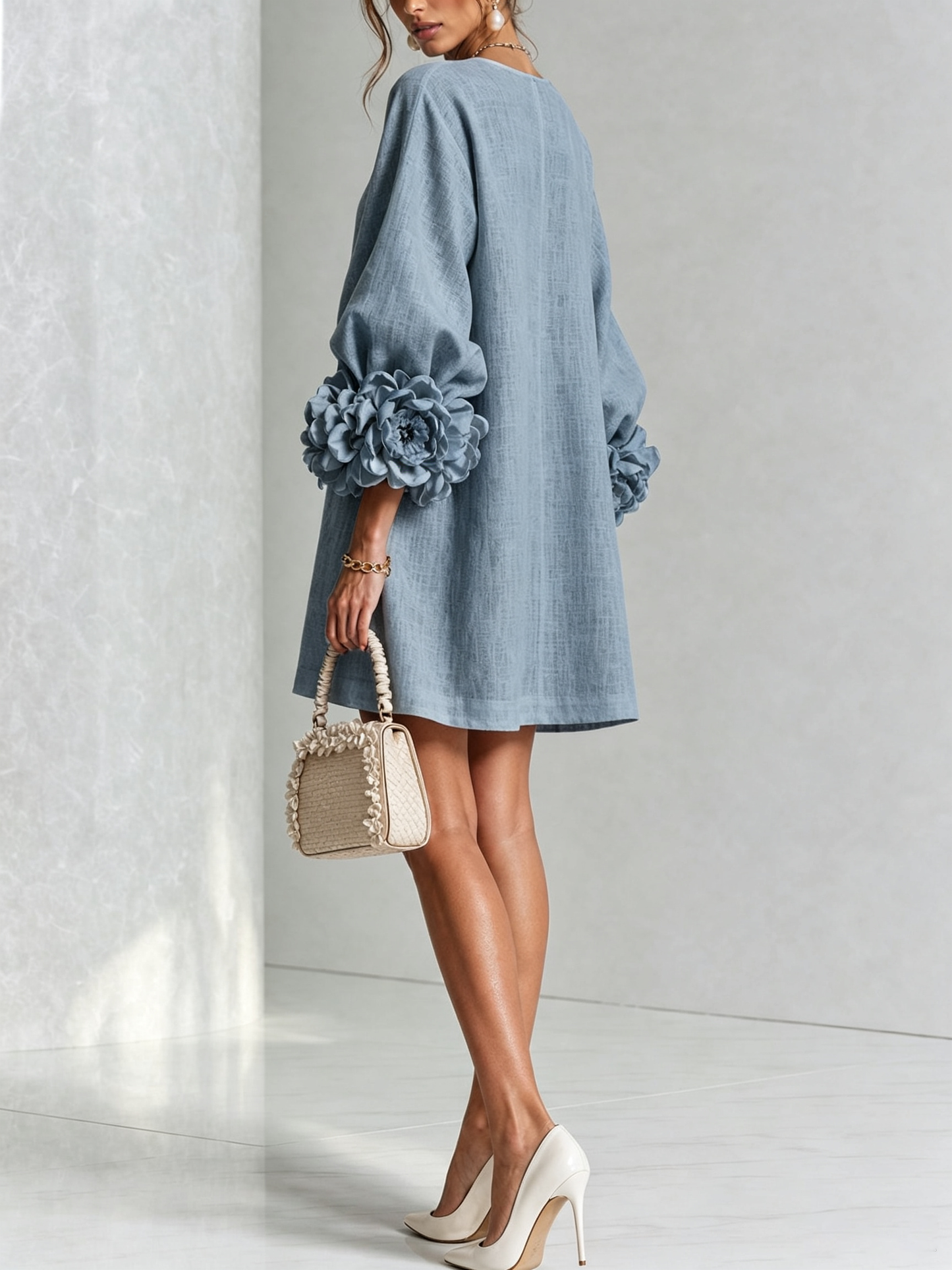 Clementine | Abito a Camicia con Maniche a Rosetta