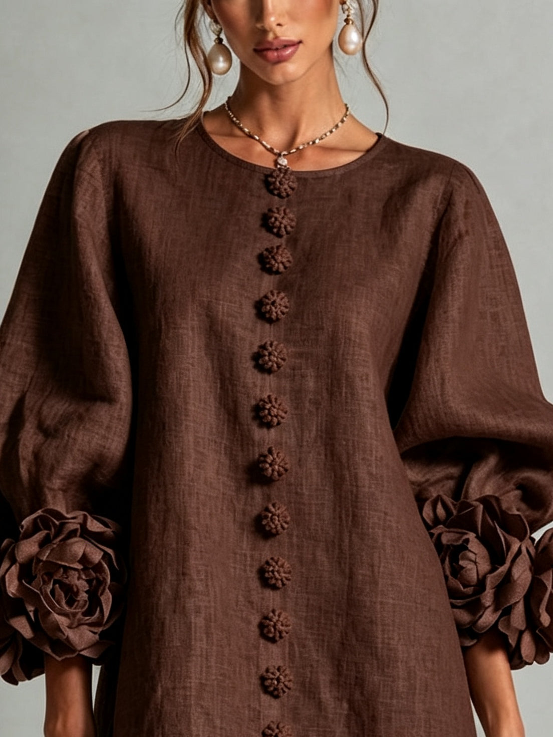 Clementine | Abito a Camicia con Maniche a Rosetta