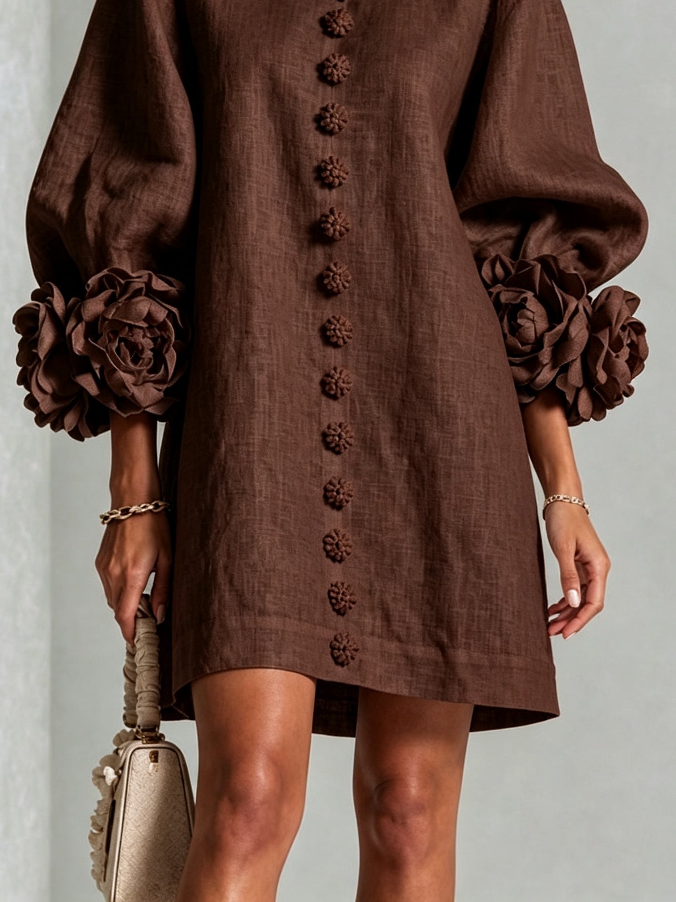 Clementine | Abito a Camicia con Maniche a Rosetta
