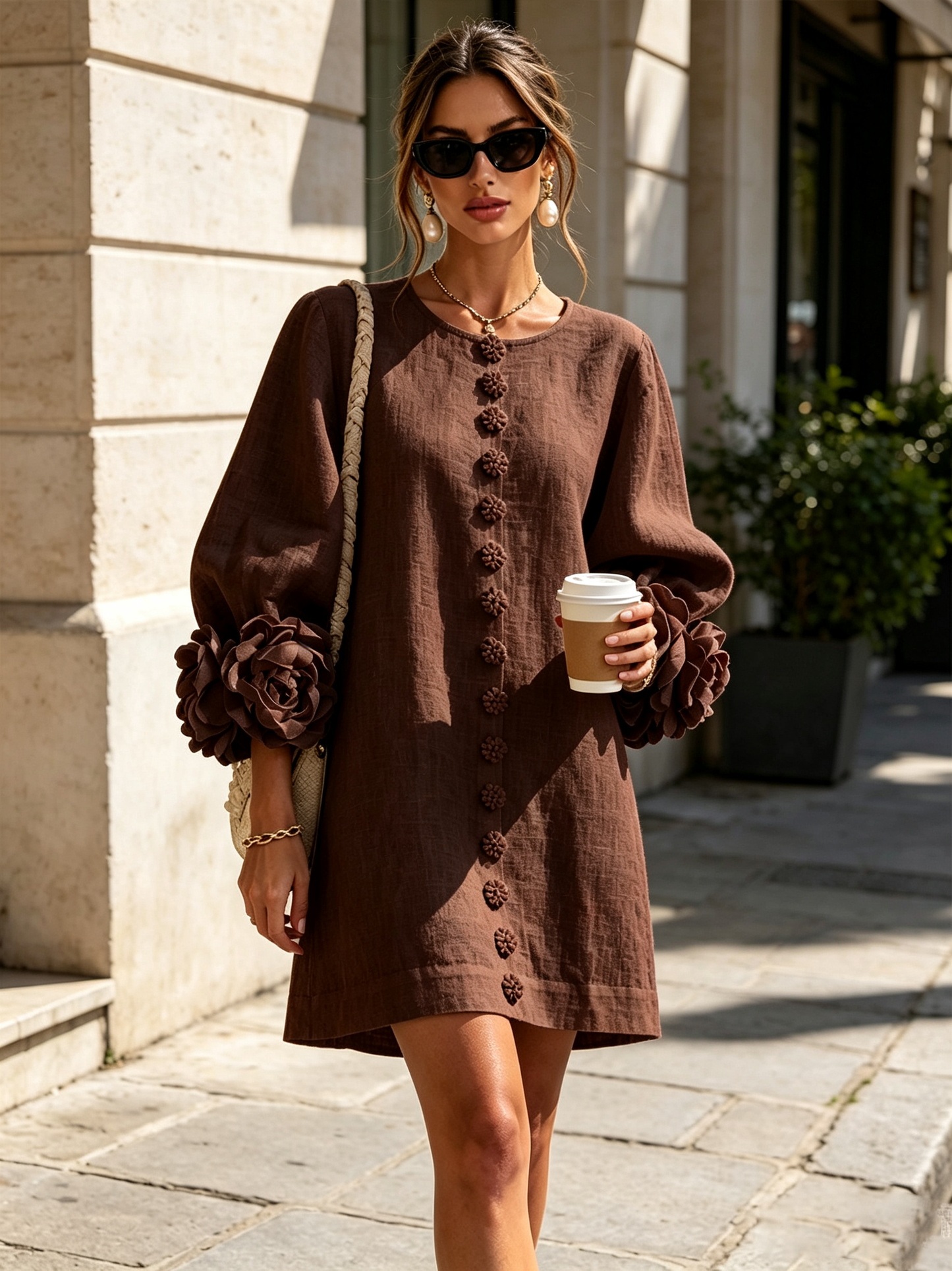 Clementine | Abito a Camicia con Maniche a Rosetta