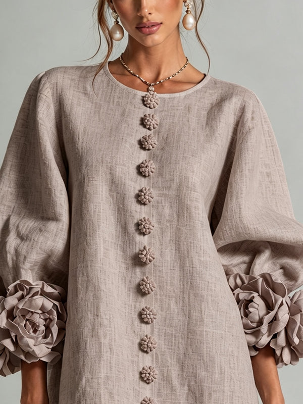 Clementine | Abito a Camicia con Maniche a Rosetta
