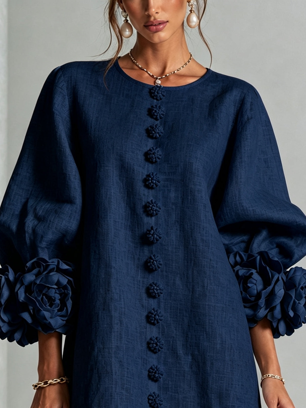 Clementine | Abito a Camicia con Maniche a Rosetta