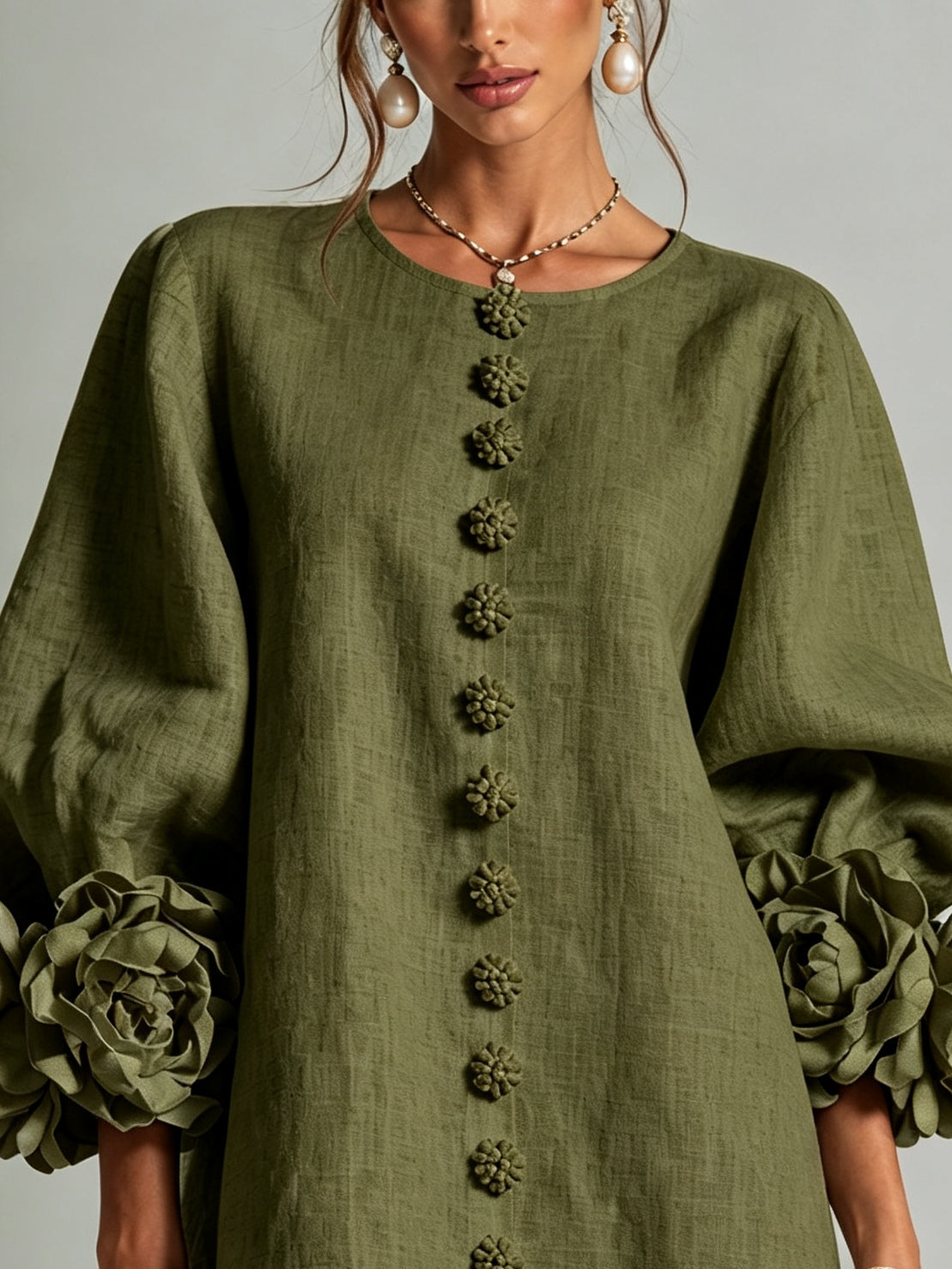 Clementine | Abito a Camicia con Maniche a Rosetta
