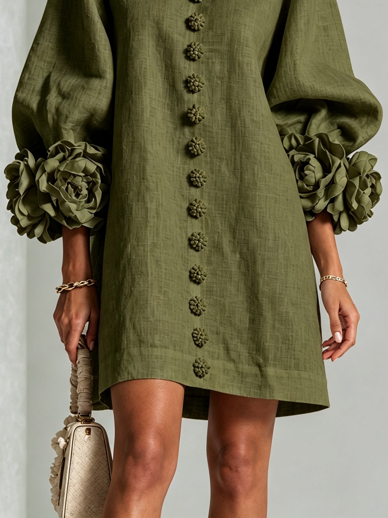 Clementine | Abito a Camicia con Maniche a Rosetta