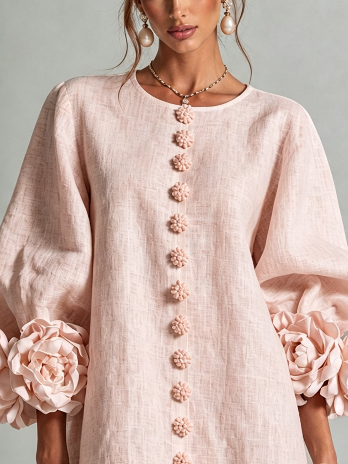 Clementine | Abito a Camicia con Maniche a Rosetta