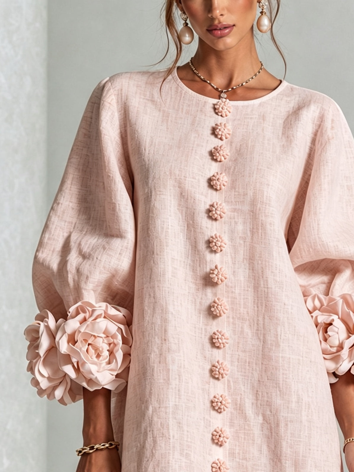 Clementine | Abito a Camicia con Maniche a Rosetta