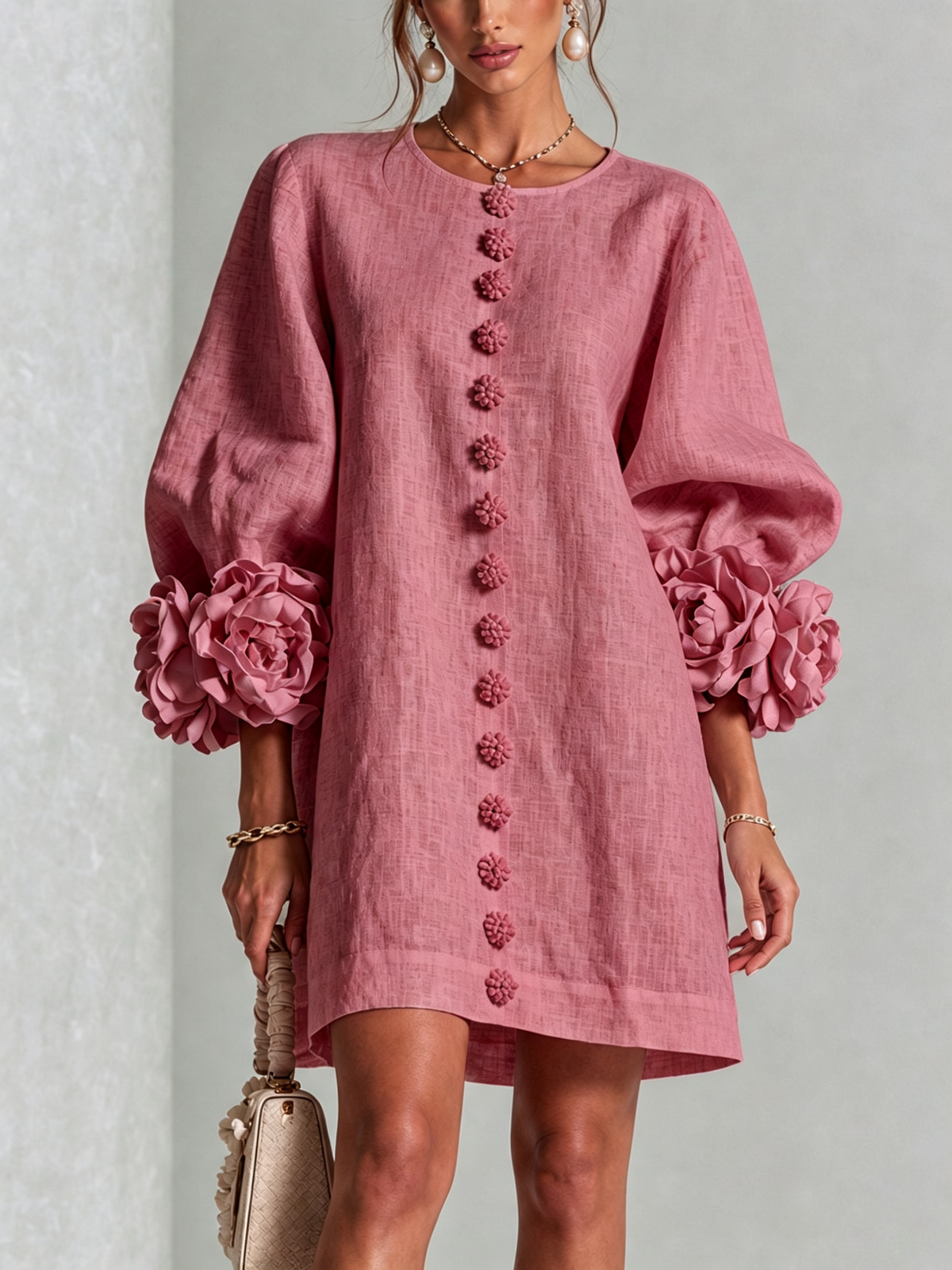 Clementine | Abito a Camicia con Maniche a Rosetta