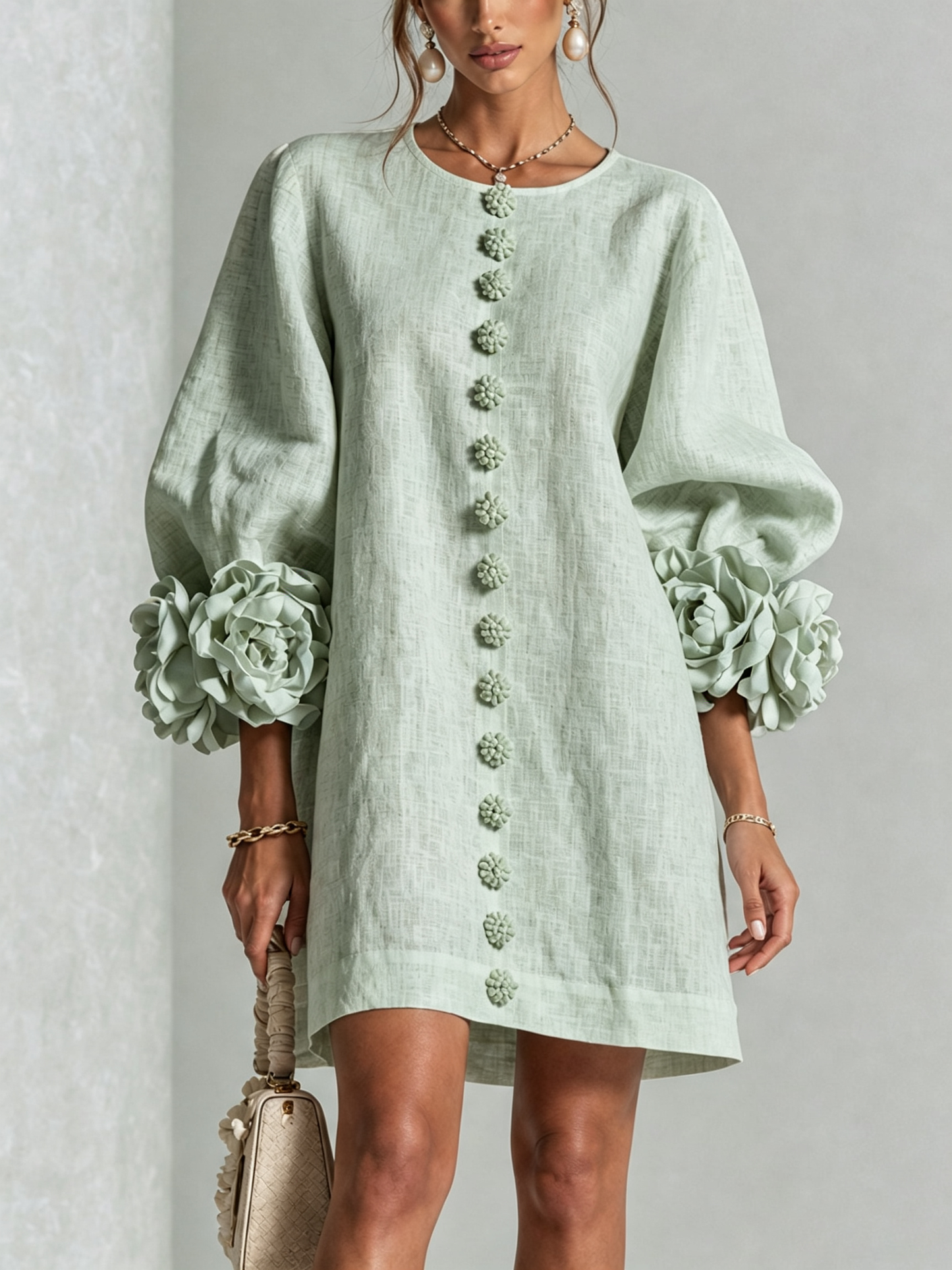 Clementine | Abito a Camicia con Maniche a Rosetta