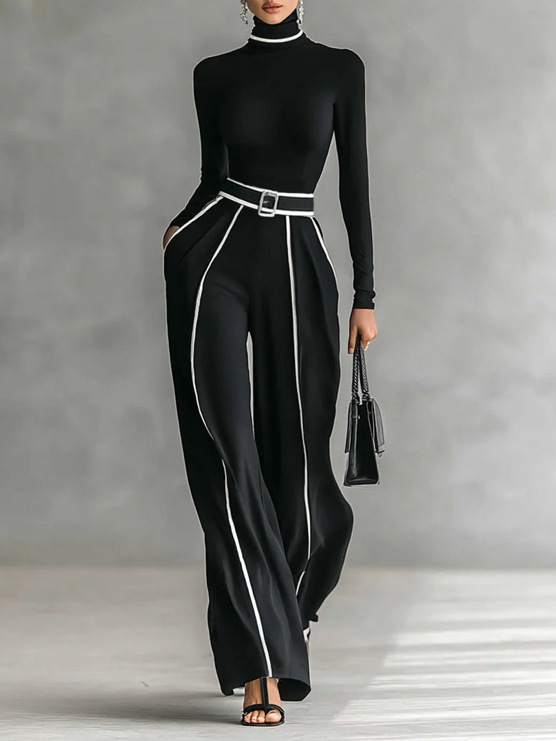Emma | Set Elegante con Collo Alto e Pantaloni Ampi