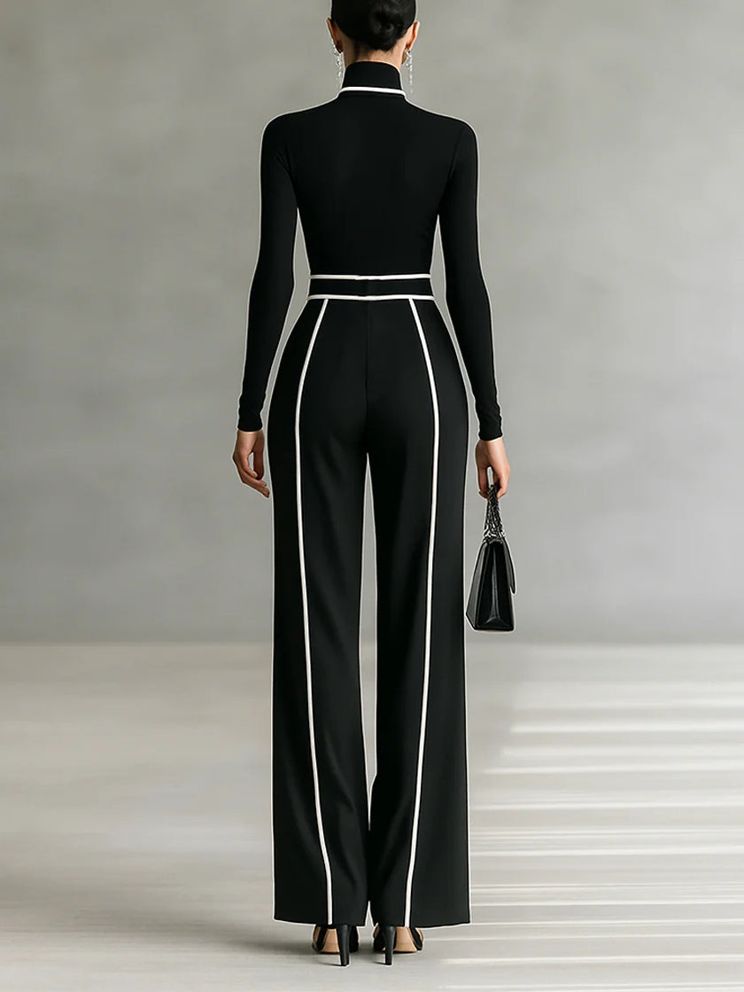 Emma | Set Elegante con Collo Alto e Pantaloni Ampi