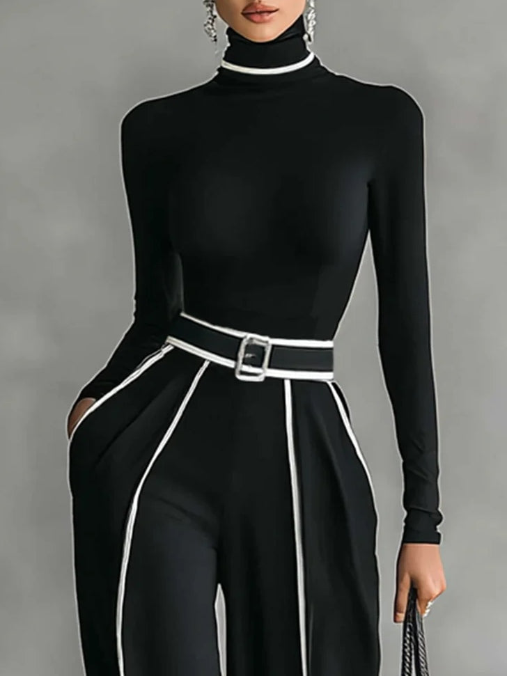 Emma | Set Elegante con Collo Alto e Pantaloni Ampi