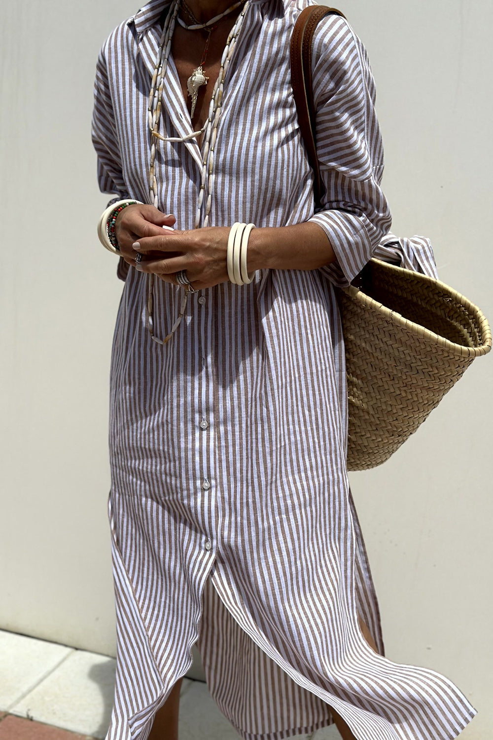 Sophia | Abito Camicia a Righe Senza Tempo con Elegante Comfort
