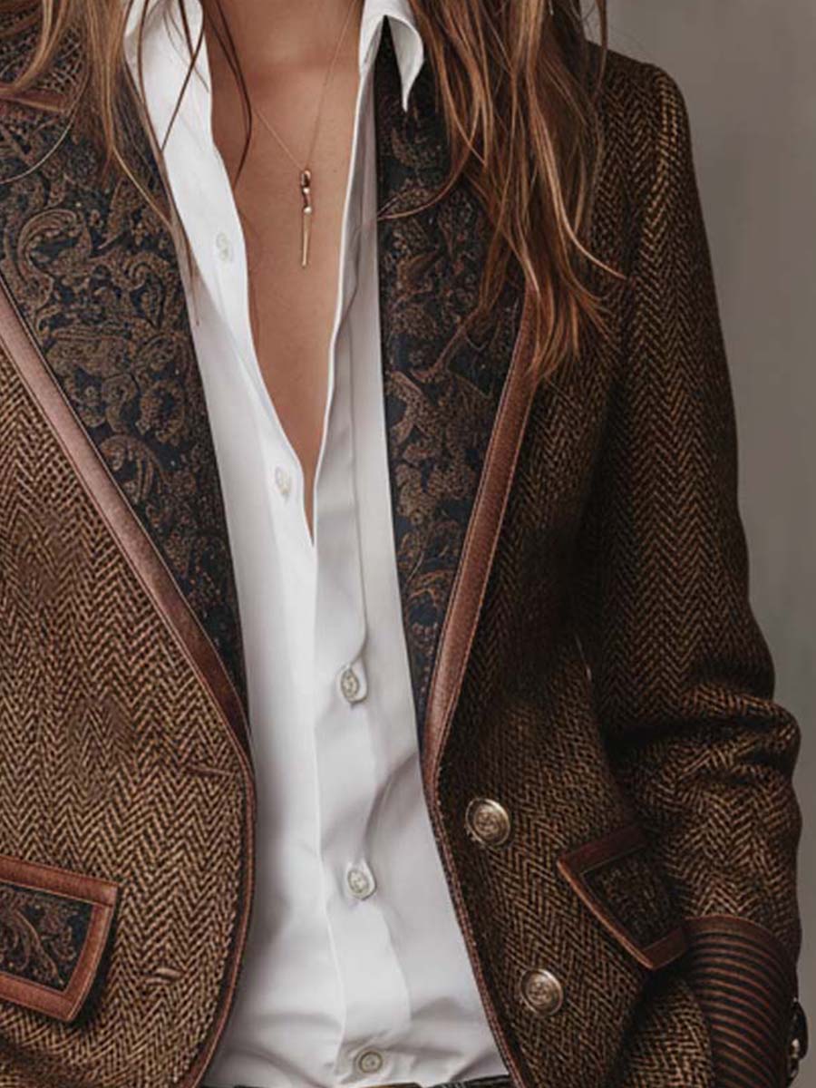 Gisèle | Blazer con Inserti a Zigzag Stampati