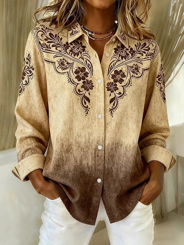 Tucson™ | Blusa Bottonata Vintage Western Floreale