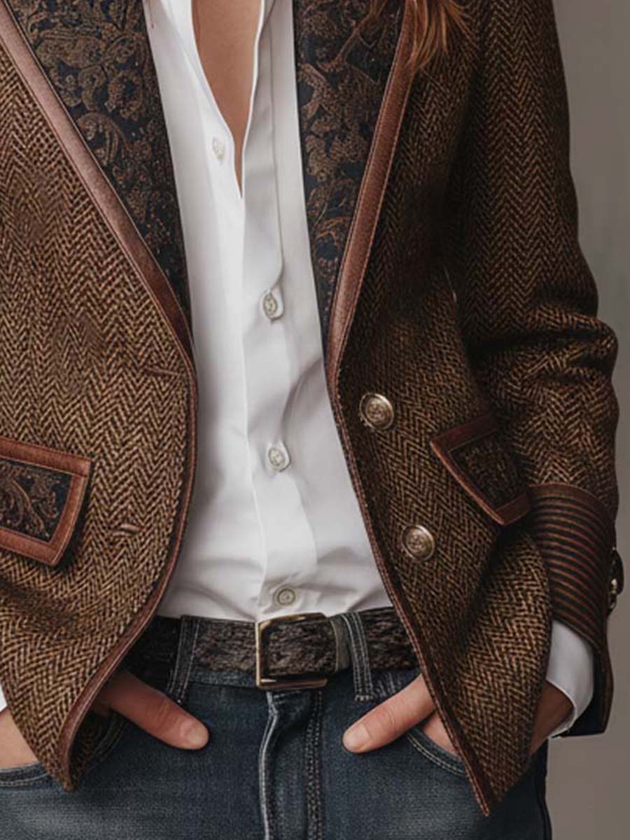 Gisèle | Blazer con Inserti a Zigzag Stampati