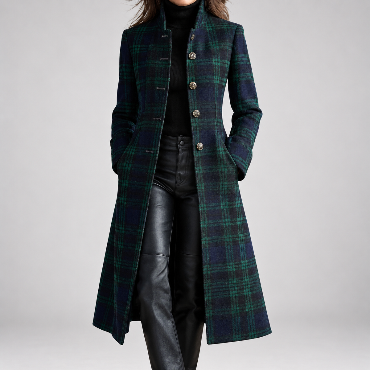Rebecca | Cappotto midi attillato a quadri