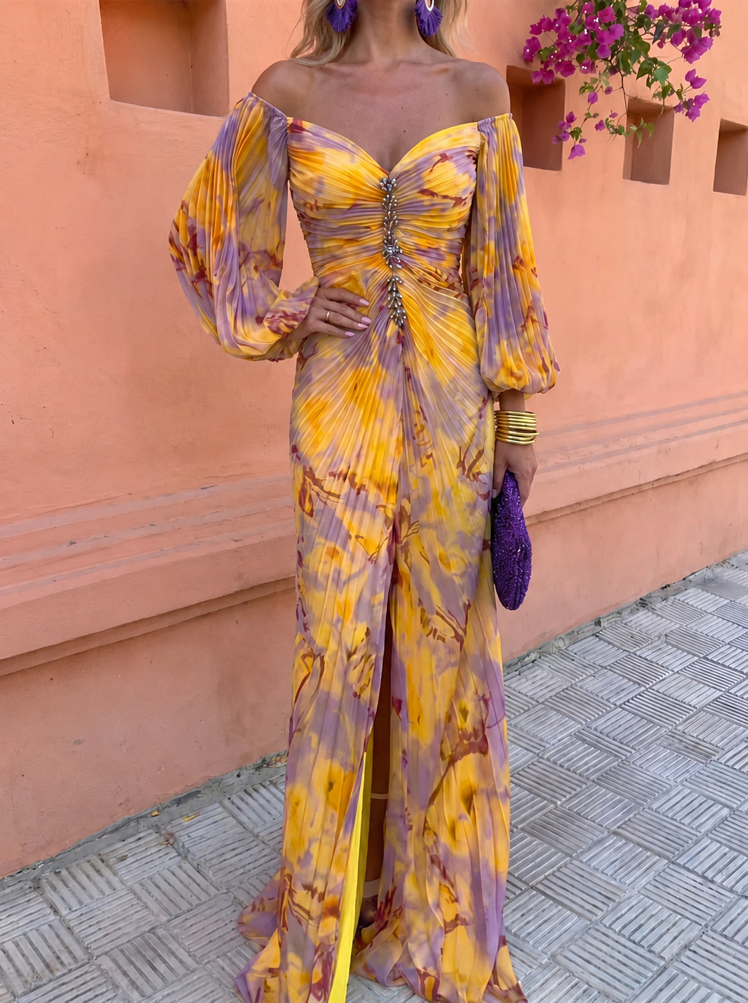 Greta™ | Vestito lungo floreale con scollo pronunciato