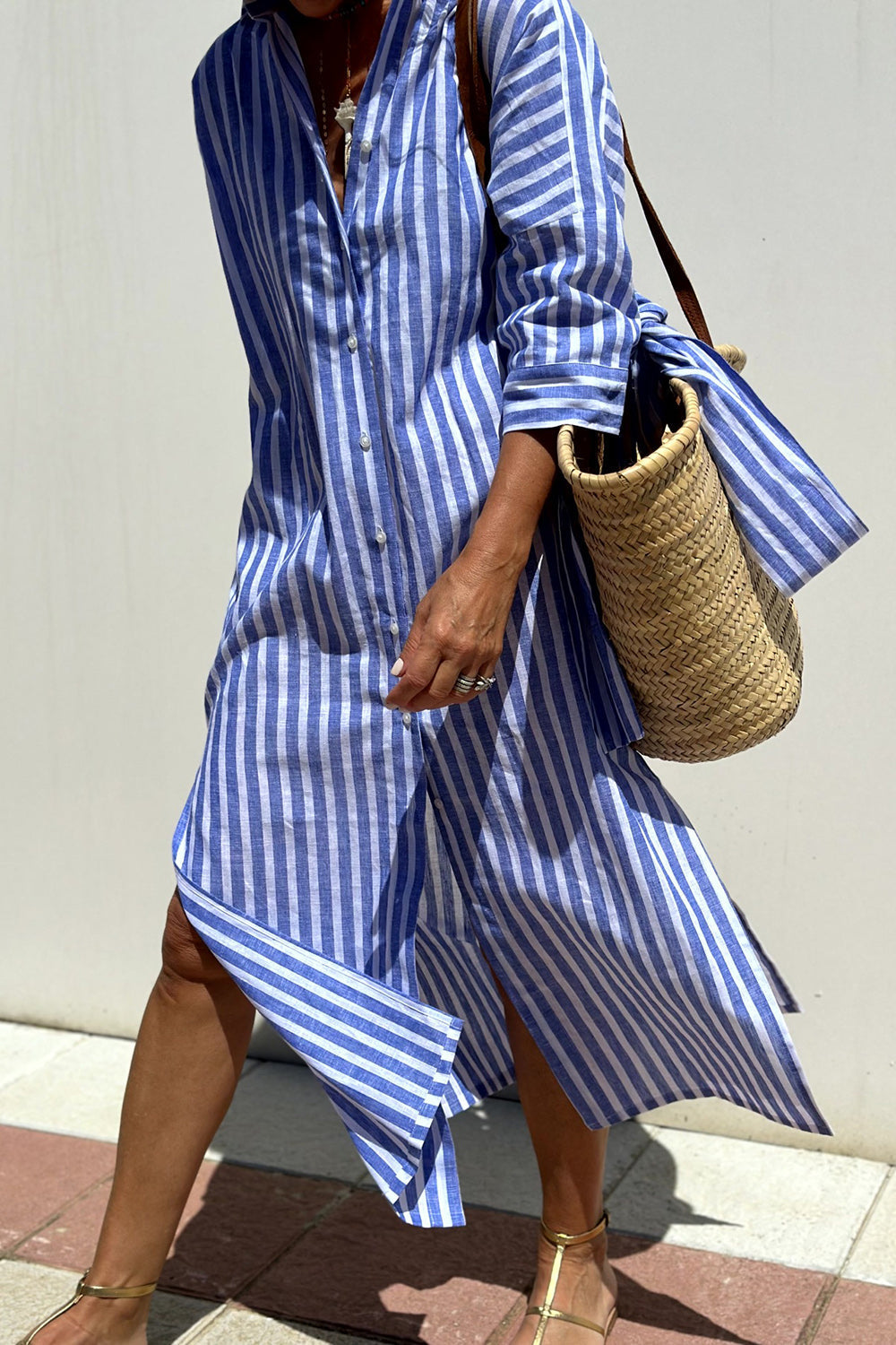 Sophia | Abito Camicia a Righe Senza Tempo con Elegante Comfort