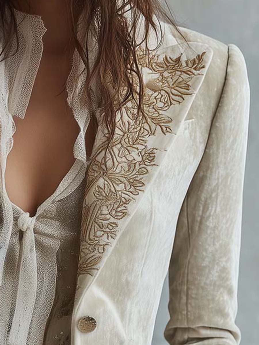 Genevieve | Blazer Ricamato Avorio